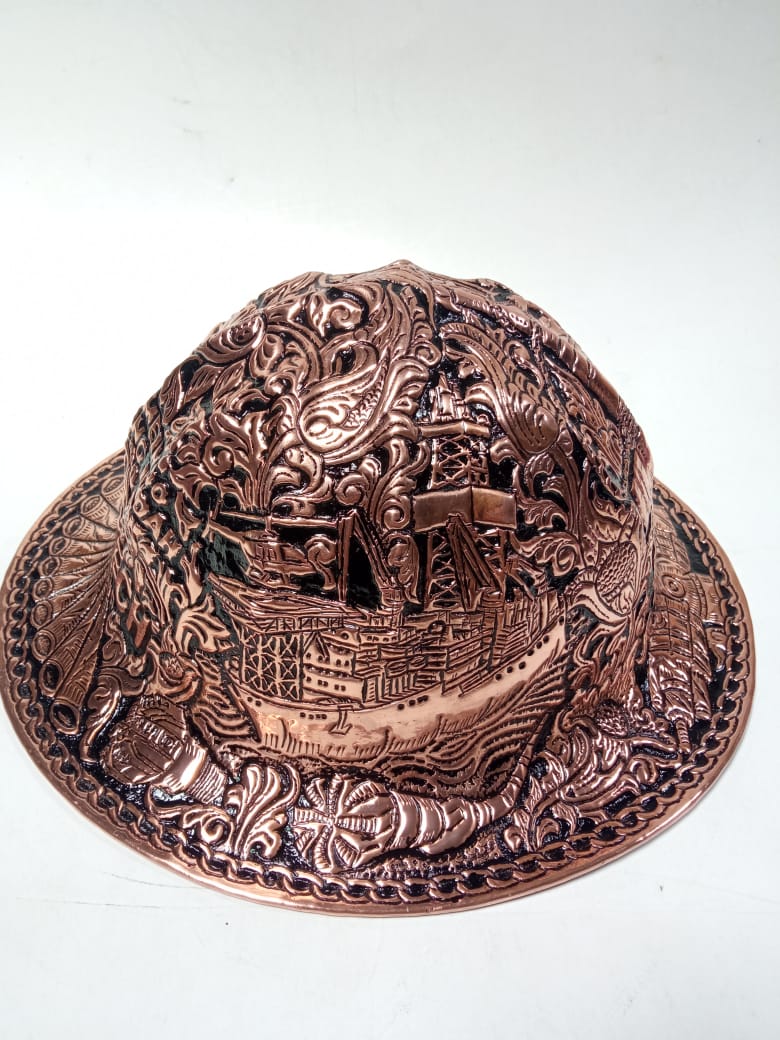 Custom Made Copper Full Brim Hard Hat Oilfield Souvenir - Image 4