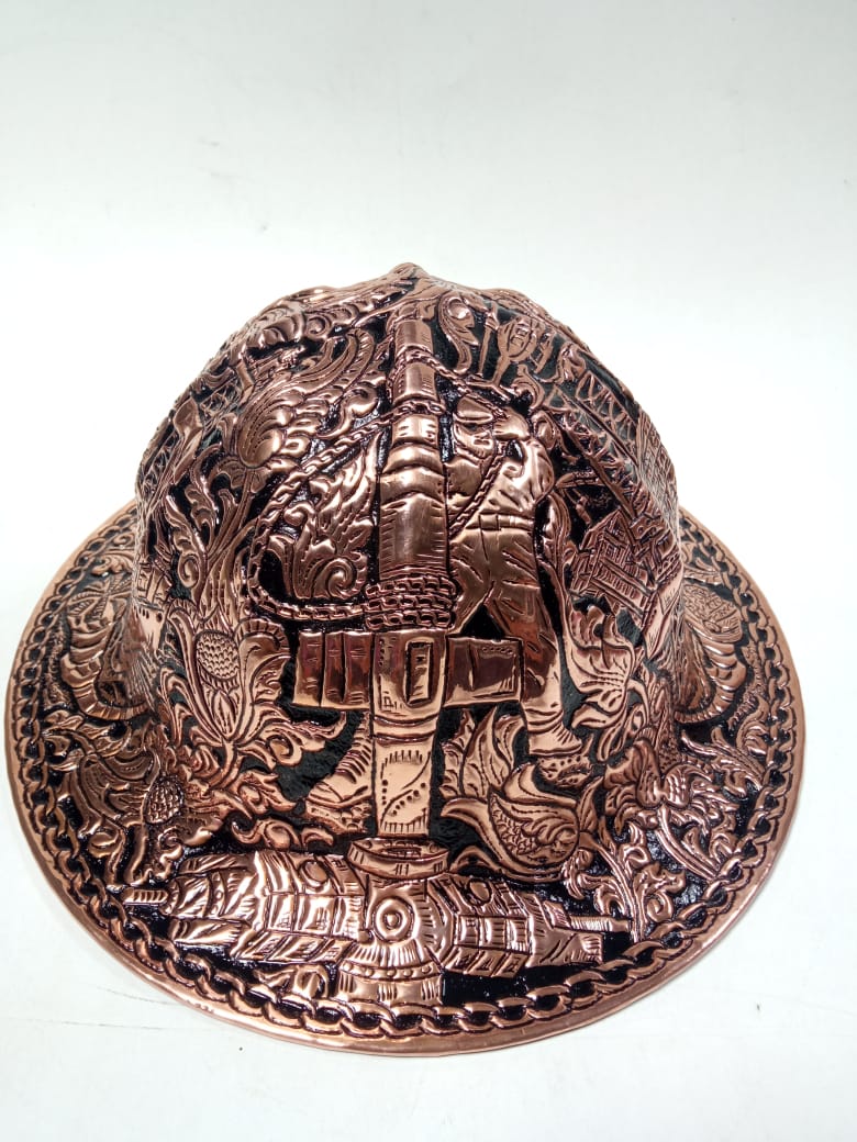 Custom Made Copper Full Brim Hard Hat Oilfield Souvenir - Image 2