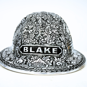 Custom Hand-Carved Full-Brim Hard Hat – Personalized Safety with Artistic Craftsmanship