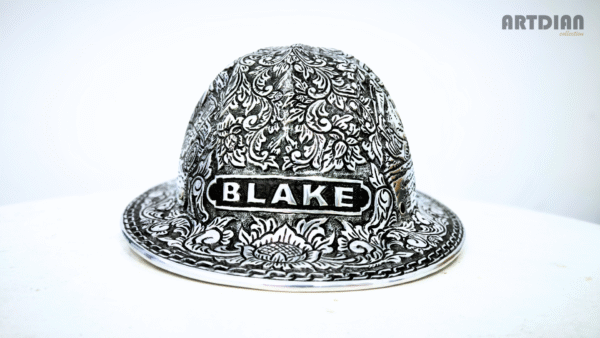 Custom Hand-Carved Full-Brim Hard Hat – Personalized Safety with Artistic Craftsmanship