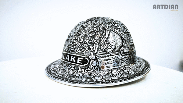 Custom Hand-Carved Full-Brim Hard Hat – Personalized Safety with Artistic Craftsmanship - Image 4