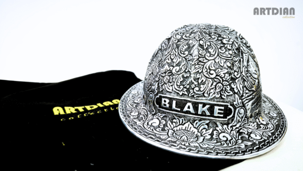 Custom Hand-Carved Full-Brim Hard Hat – Personalized Safety with Artistic Craftsmanship - Image 3