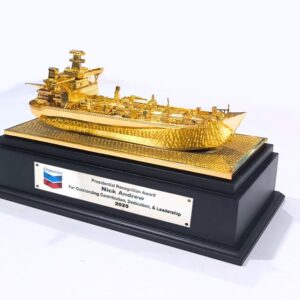 oil tanker ship miniature, brass ship model, oil and gas corporate gift, customizable ship model, energy industry collectible, executive recognition award, brass oil tanker gift, shipping industry souvenir, personalized corporate awards, luxury maritime gift