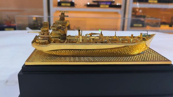oil tanker ship miniature, brass ship model, oil and gas corporate gift, customizable ship model, energy industry collectible, executive recognition award, brass oil tanker gift, shipping industry souvenir, personalized corporate awards, luxury maritime gift
