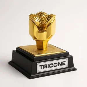 brass tricone bit miniature, customizable oilfield gift, corporate recognition award, petroleum industry collectible